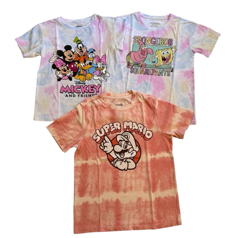 Bundle of 3 Shirts Disney Mickey Mouse Spongebob Super Mario Girls Size Medium